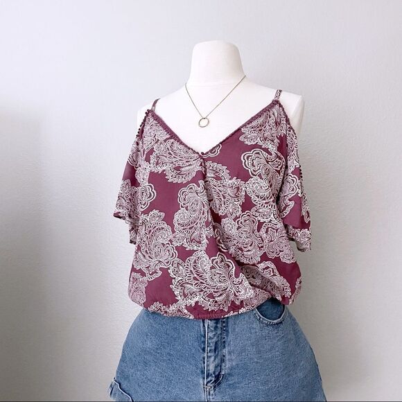 Paisley Purple Cold Shoulder Top - Picture 4 of 5